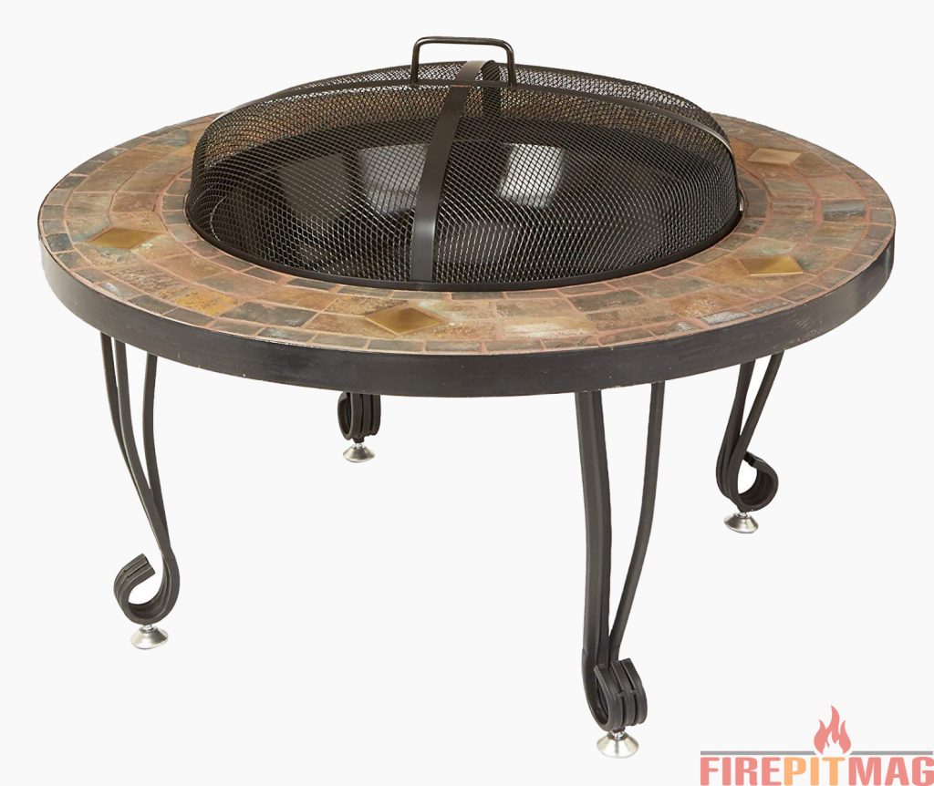 2.  AmazonBasics 34-Inch Natural Stone Fire Pit with Copper Accents