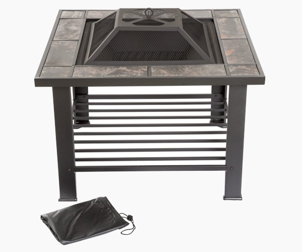 Pure Garden Steel Wood Burning Fire Pit Table
