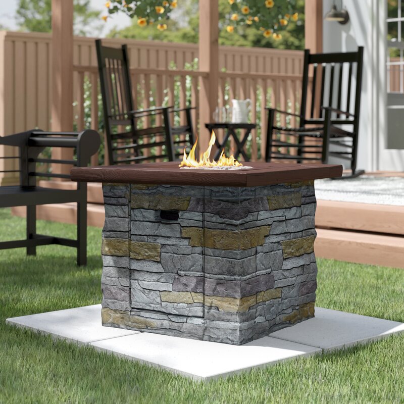 Davey Stone Propane Fire Pit Table by Loon Peak